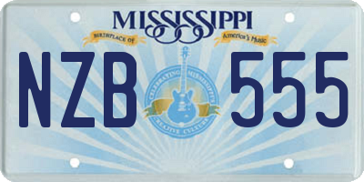 MS license plate NZB555