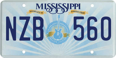 MS license plate NZB560