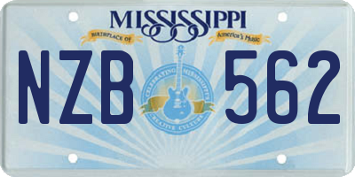 MS license plate NZB562