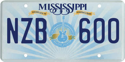 MS license plate NZB600
