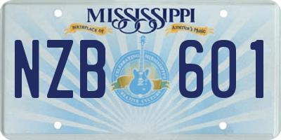 MS license plate NZB601