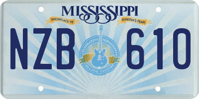 MS license plate NZB610