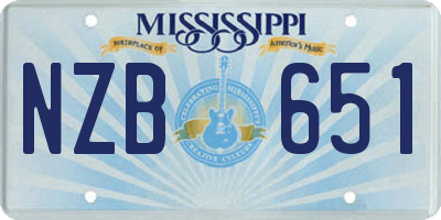 MS license plate NZB651