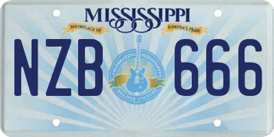 MS license plate NZB666