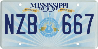 MS license plate NZB667
