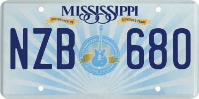 MS license plate NZB680