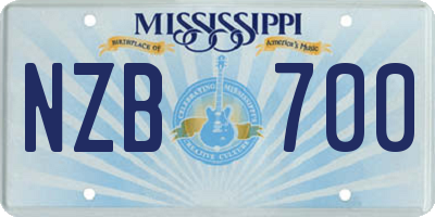 MS license plate NZB700