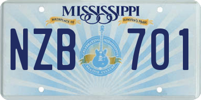 MS license plate NZB701