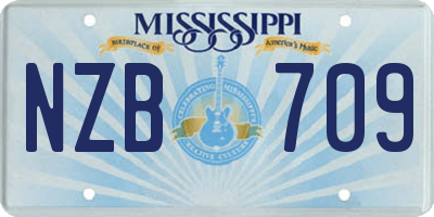 MS license plate NZB709