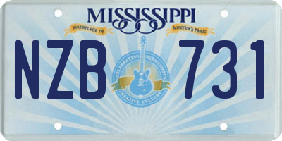 MS license plate NZB731