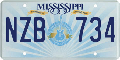 MS license plate NZB734