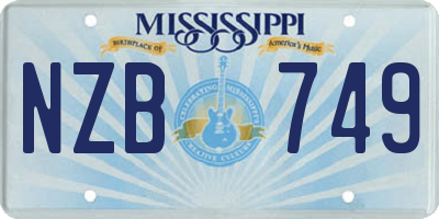 MS license plate NZB749