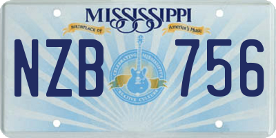 MS license plate NZB756