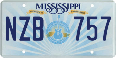 MS license plate NZB757