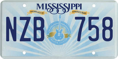 MS license plate NZB758