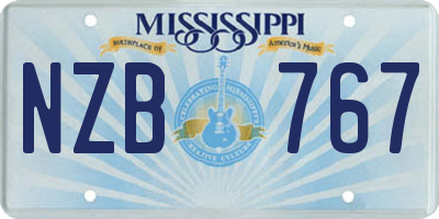 MS license plate NZB767