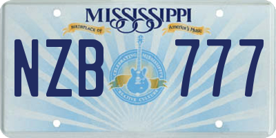MS license plate NZB777