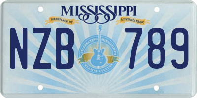 MS license plate NZB789