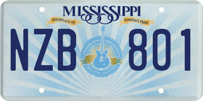 MS license plate NZB801