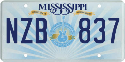 MS license plate NZB837