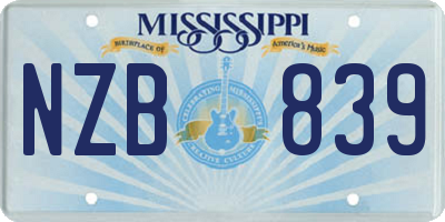 MS license plate NZB839