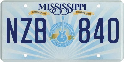 MS license plate NZB840
