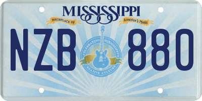MS license plate NZB880