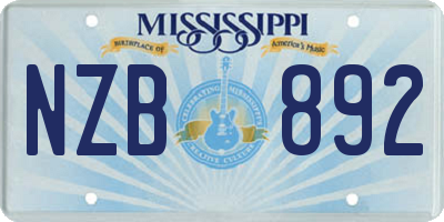 MS license plate NZB892