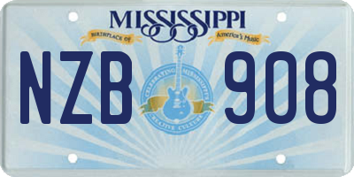 MS license plate NZB908