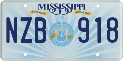 MS license plate NZB918