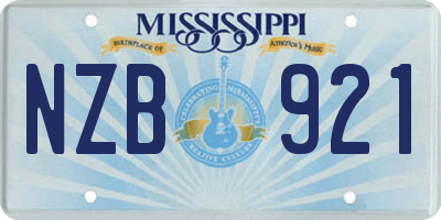 MS license plate NZB921