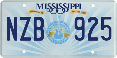 MS license plate NZB925