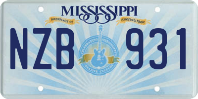 MS license plate NZB931