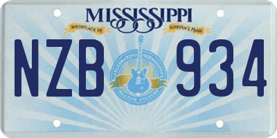 MS license plate NZB934