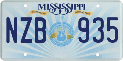 MS license plate NZB935
