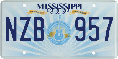 MS license plate NZB957