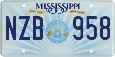 MS license plate NZB958
