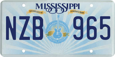 MS license plate NZB965