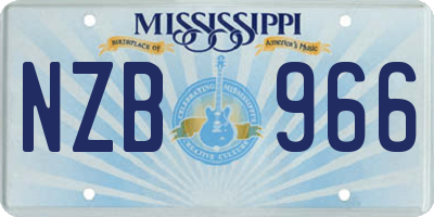 MS license plate NZB966
