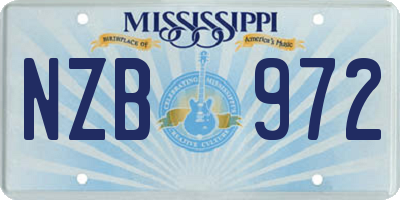MS license plate NZB972