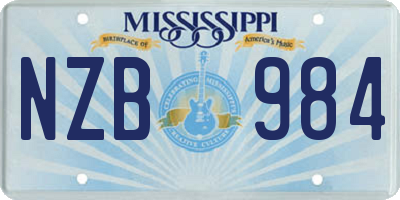 MS license plate NZB984