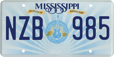 MS license plate NZB985