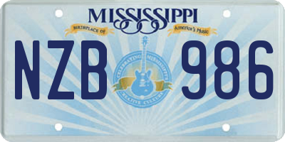 MS license plate NZB986