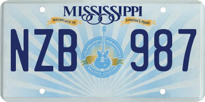 MS license plate NZB987