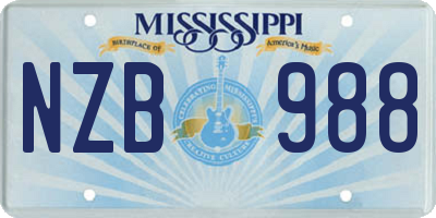 MS license plate NZB988