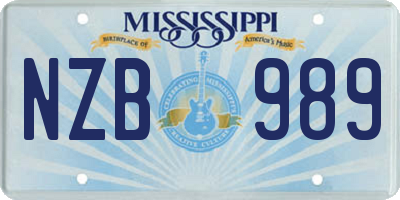 MS license plate NZB989