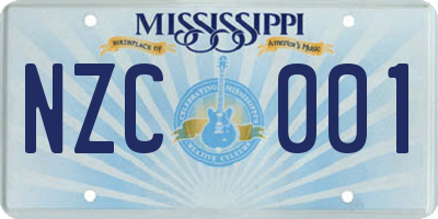 MS license plate NZC001