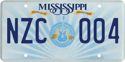 MS license plate NZC004