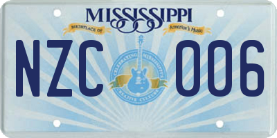 MS license plate NZC006