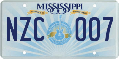 MS license plate NZC007